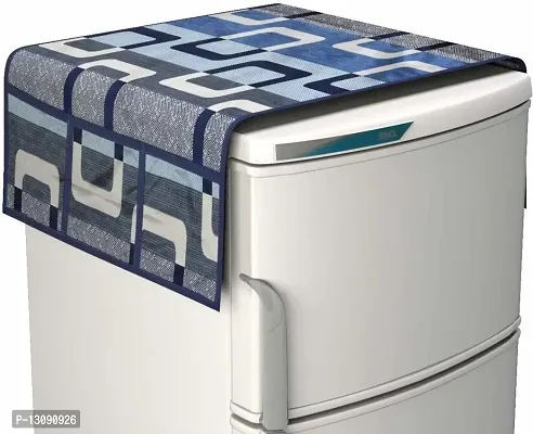 TRENDS TRACKER | Polyester 3-Layered | Fridge Top Cover | Refrigerator Cover | With 6 Utility Pockets (Blue)