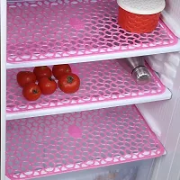 TRENDS TRACKER PVC Rectangular Waterproof Multi Purpose Refrigerator Fridge Mats (6 Pcs) (Pack of 4, Pink)-thumb3