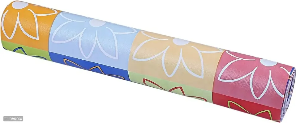 TRENDS TRACKER PVC Mat Roll for Kitchen Drawer Mat/Shelf Mat (5 Meter) (5 MTR, Multi Flower)-thumb3