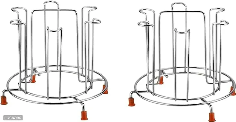 Stainless Steel Pack of 2 Glass Stand Holder Kitchen Organizer