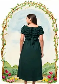 Women American Crepe Trendy and Unique Design Maxi Dress(Green)-thumb1
