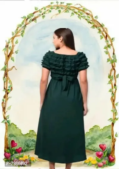 Women American Crepe Trendy and Unique Design Maxi Dress(Green)-thumb2