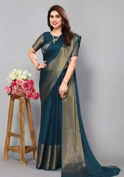 Zari Chiffon Saree with Blouse piece