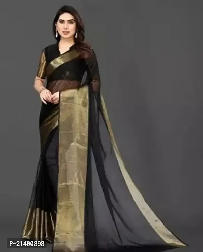 Beautiful Linen Saree With Blouse Piece For Women-thumb0