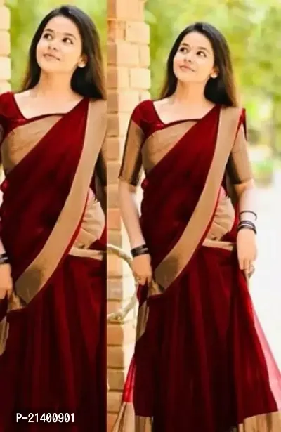 Beautiful Chiffon Saree With Blouse Piece For Women-thumb0