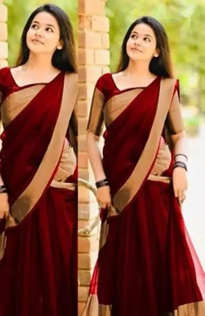 Chiffon Zari Border Sarees with Blouse Piece