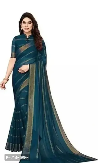 Beautiful Chiffon Saree With Blouse Piece For Women-thumb0