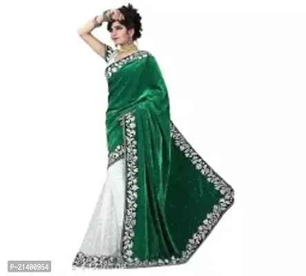 Beautiful Velvet Saree With Blouse Piece For Women