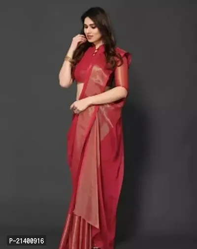 Beautiful Linen Saree With Blouse Piece For Women-thumb0