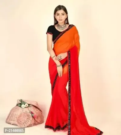 Beautiful Georgette Saree With Blouse Piece For Women-thumb0