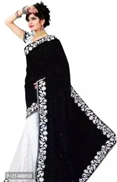 Beautiful Velvet Saree With Blouse Piece For Women-thumb0