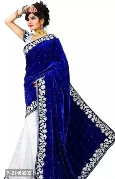 Beautiful Velvet Saree With Blouse Piece For Women