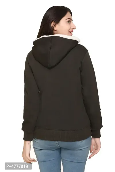 Elite Black Woolen Fleece Printed Pullover Hoodie For Women-thumb3
