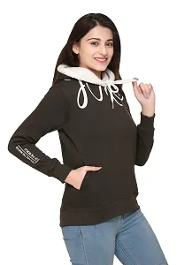 Elite Black Woolen Fleece Printed Pullover Hoodie For Women-thumb1