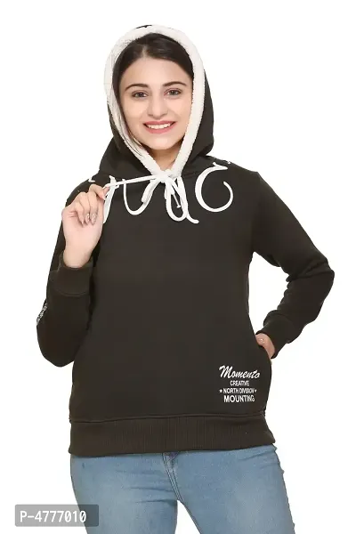 Elite Black Woolen Fleece Printed Pullover Hoodie For Women-thumb4