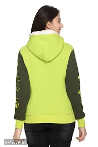 Elite Green Woolen Fleece Printed Pullover Hoodie For Women-thumb3