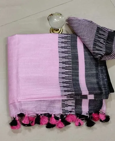 Cotton Linen Saree With Blouse Piece