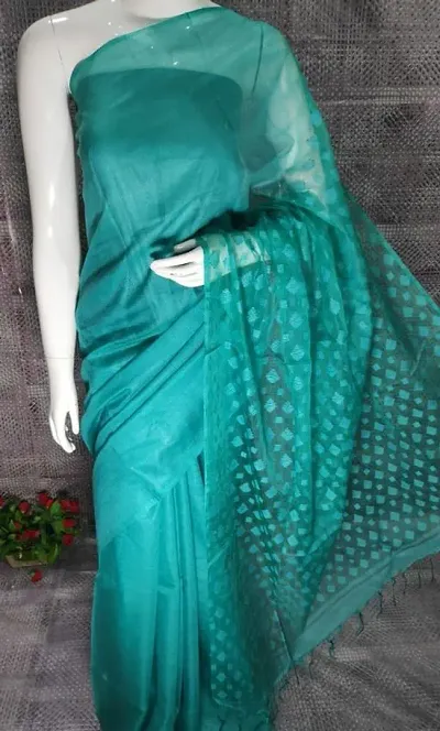 Best Selling Linen Blend Saree with Blouse piece 