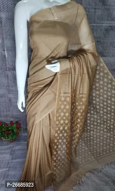 Beautiful Yellow Cotton Saree With Blouse Piece For Women