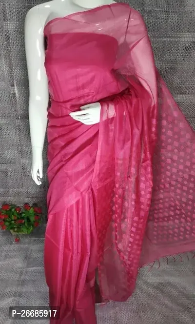 Beautiful Yellow Cotton Saree With Blouse Piece For Women