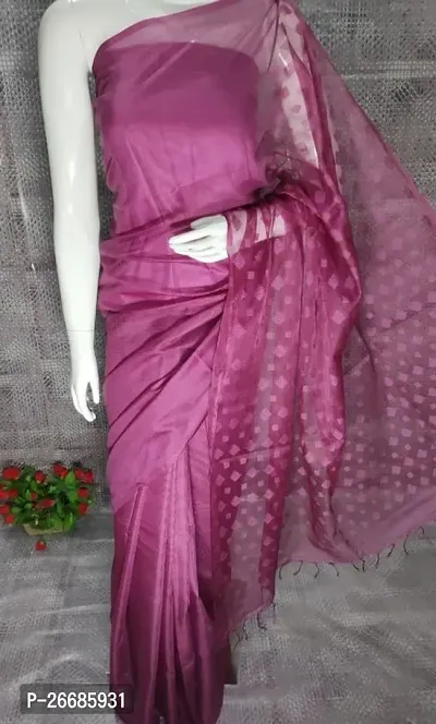 Beautiful Yellow Cotton Saree With Blouse Piece For Women