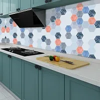 DUDHAT EXPORT Wall Stickers Marble Wallpaper Furniture Kitchen, Cabinets, Almirah, Tabletop, Plastic Table, Wooden Table, Wardrobe, Renovation PVC DIY Self Adhesive Sticker (HEXAGONE MARBLE 2M)-thumb3