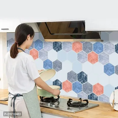 DUDHAT EXPORT Wall Stickers Marble Wallpaper Furniture Kitchen, Cabinets, Almirah, Tabletop, Plastic Table, Wooden Table, Wardrobe, Renovation PVC DIY Self Adhesive Sticker ( HEXAGONE MARBLE 2M)-thumb3