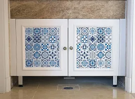 DUDHAT EXPORT Wall Stickers Marble Wallpaper Furniture Kitchen, Cabinets, Almirah, Tabletop, Plastic Table, Wooden Table, Wardrobe, Renovation PVC DIY Self Adhesive Sticker (BLUE FLORAL 2M)-thumb1