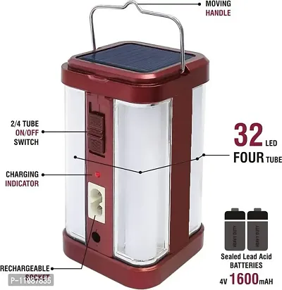 IDOLESHOP 4 Tube 360 Degree Extra Bright with Electric  Solar Rrechargeable Emergency Light-thumb4