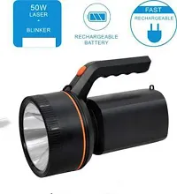 IDOLESHOP 50 Watt Laser Light Long Range Blinker LED Torch with 2000 MAH Rechargeable Battery (Black)-thumb1