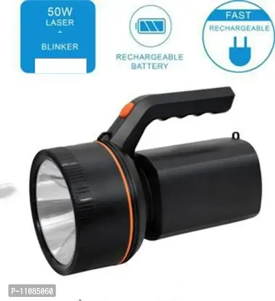 IDOLESHOP 50 Watt Laser Light Long Range Blinker LED Torch with 2000 MAH Rechargeable Battery (Black)-thumb2