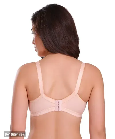 Arousy Women's Cotton Non Wired Full Coverage T-Shirt Bra|Shaper Bra|Push up Bra |Teenage Bra|Regular Use Bra|Comfortable Bra|Free Bra Hook Extender| Pink,Beige-thumb4