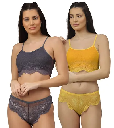 Classy Solid Lingerie Set For Women Pack of 2