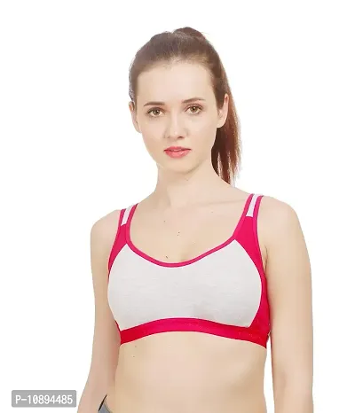 Arousy Women?s Cotton Sports Bra|Gym Bra|Yoga Bra|Running Bra|Teenage Bra|Sports Bra Combo (Pack of 1) (Color : Pink) (Size : 34)