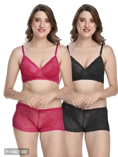 Buy Stylish Fancy Cotton Bra Panty Set For Women Pack Of 2 Online