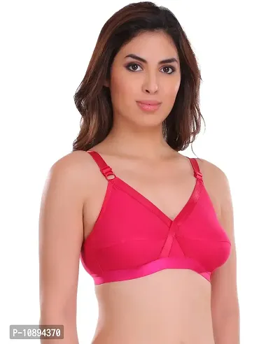 Arousy Women's Cotton Non Wired Full Coverage T-Shirt Bra|Shaper Bra|Push up Bra |Teenage Bra|Regular Use Bra|Comfortable Bra|Free Bra Hook Extender| Pink,Beige-thumb2