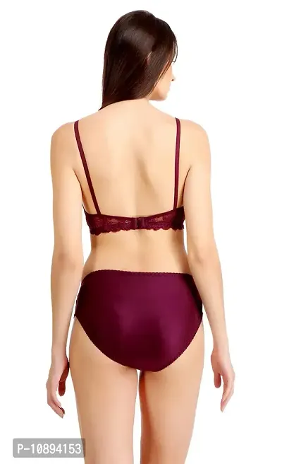 Buy Arousy Non Padded Wirefree Bra and Panty Set for Woman Maroon