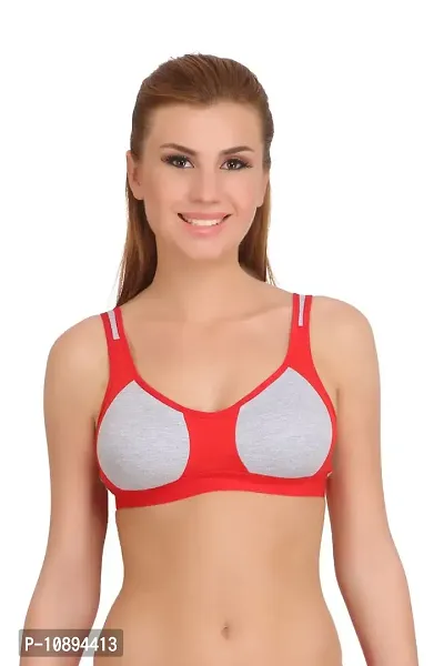 Arousy Women?s Cotton Lycra Molded Cup|Sports Bra|Gym Bra|Yoga Bra|Running Bra|Teenage Bra|Sports Bra Women|Sports Bra for Women for Gym|Sports Bra for Girls|Sports Bra Combo Red,Grey