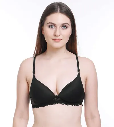 Arousy Women Padded Lace Non Wired Full Coverage T-Shirt Bra|Shaper Bra|Push up Teenage Bra|Regular Use Bra|Comfortable Bra|Free Bra Hook Extender| (Pack of 1) (Color : Green) (Size : 38)