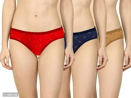 Beach Curve- Women Cotton Silk Hipster Multicolor Panties Combo  Cotton ( Pack of 6 ) ( Color : RedBlueBrownRedYellowBlue ) ( Pattern : Solid ) ( Size : M )-thumb5