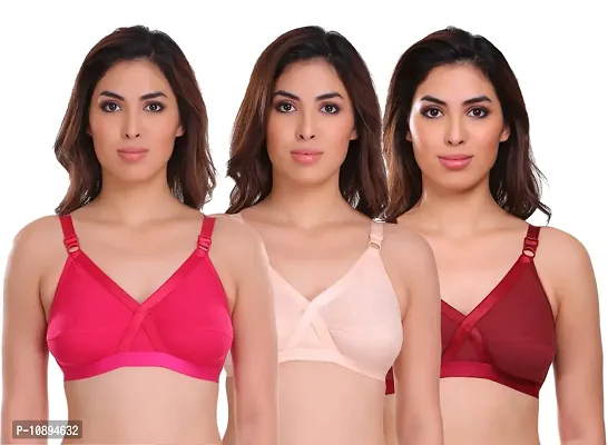 Arousy Women's Cotton Non Wired Full Coverage T-Shirt Bra|Shaper Bra|Push up Bra |Teenage Bra|Regular Use Bra|Comfortable Bra|Free Bra Hook Extender|