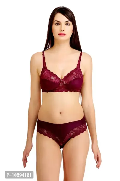 Arousy Non Padded Wirefree Bra and Panty Set for Woman Maroon