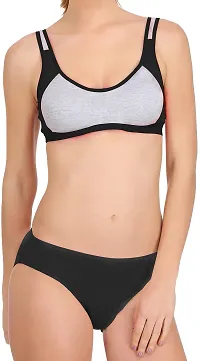 Beach Curve-Women's Cotton Gym Sports Bra Panty Set for Women Lingerie Set Sexy Honeymoon Undergarments (Color : Black)(Pack of 1)(Size :36) Model No : SNY=B-thumb4