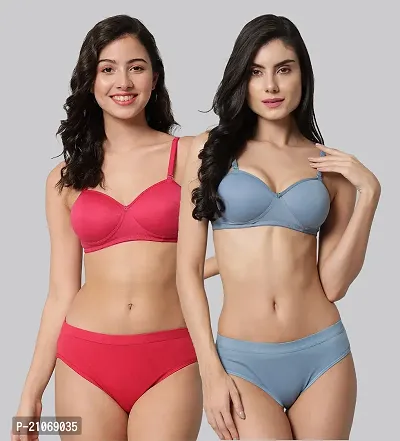 Stylish Fancy Designer Cotton Bra And Panty Set For Women Pack Of 2