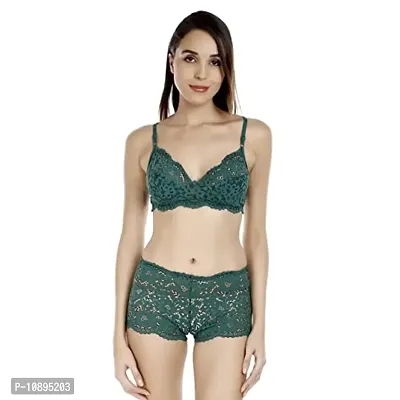 Buy Arousy Net Non Padded Wirefree Bra and Panty Set for Woman