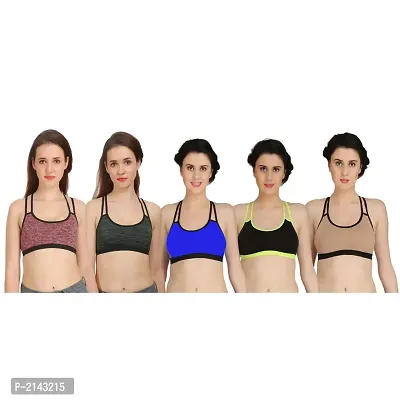 Combo of 5 Multicoloured Non Padded Full Coverage Bra-thumb0