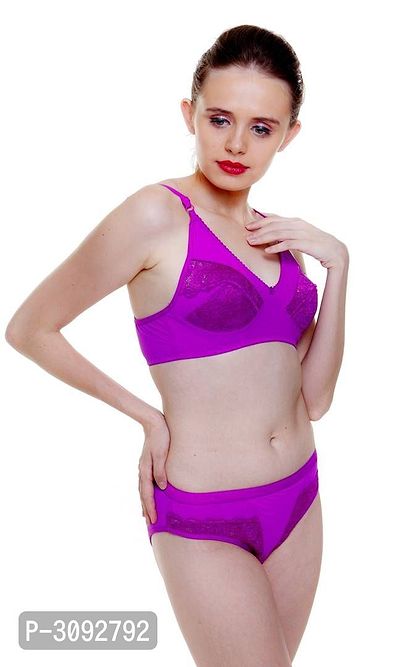 Purple Nylon Bra  Panty Set-thumb2