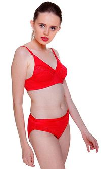 Red Nylon Bra  Panty Set-thumb2