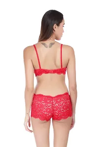 Stylish Red Lace Bra  Panty Set-thumb4