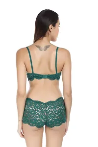 Stylish Green Lace Bra  Panty Set-thumb4